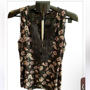 WHITE HOUSE BLACK MARKET Lace-Detail Sleeveless Shirt  Size Small